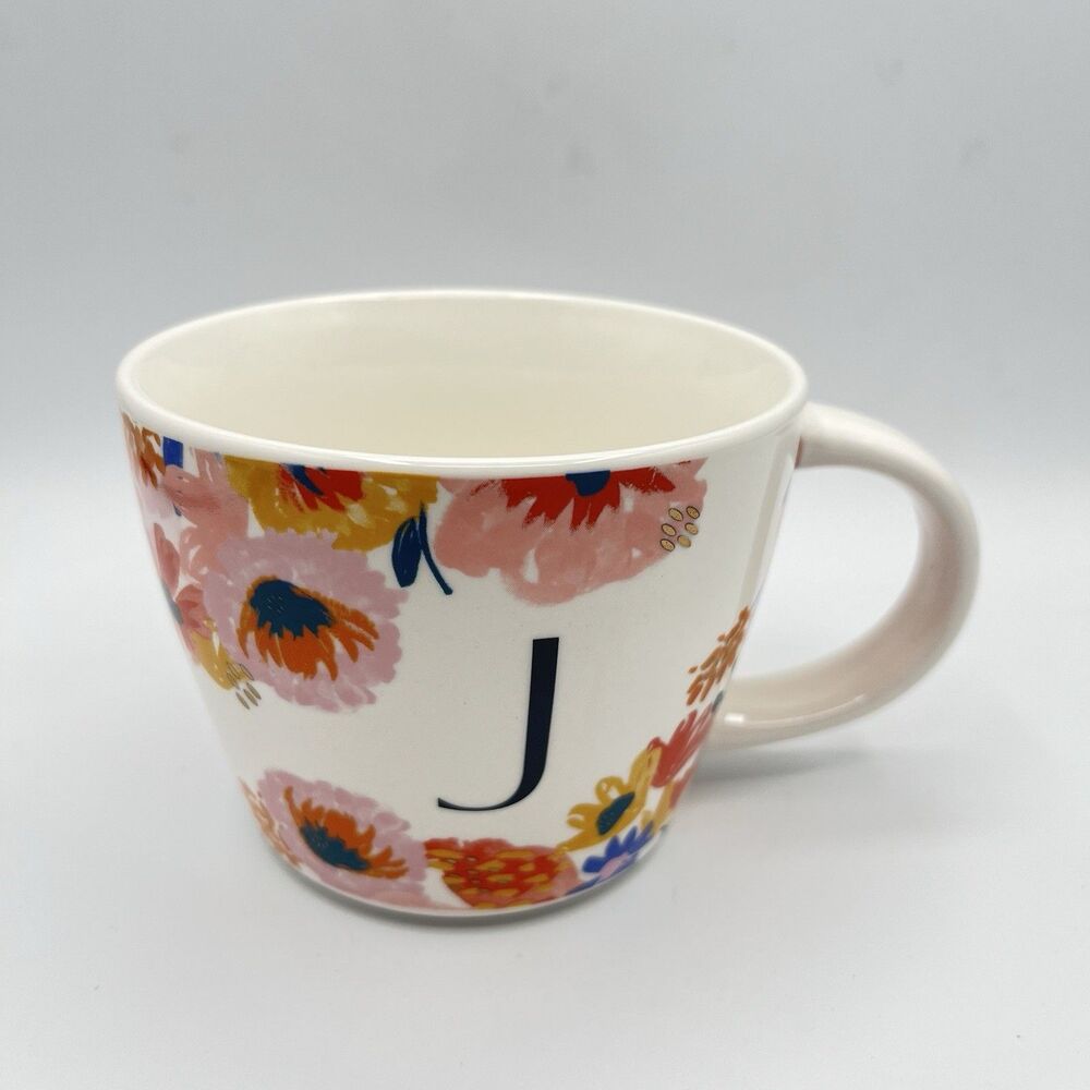 OPALHOUSE Stoneware "J" Coffee Mug Floral